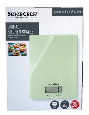 Silverscrest Digitale Lebensmittelwaage Grün LCD-Display bis 5 kg Glas Neu