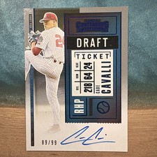 Cade Cavalli Auto 2020 Panini Contenders / 99 Draft Pick Ticket Blue #DPT-CC