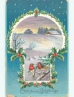 Pre-Linen christmas BIRDS ON BRANCH ON WINTER NIGHT : : make an offer W7256