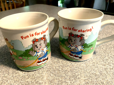 2 American Greetings 80's Get Along Gang Coffee Mug Cup FUN IS FOR SHARING