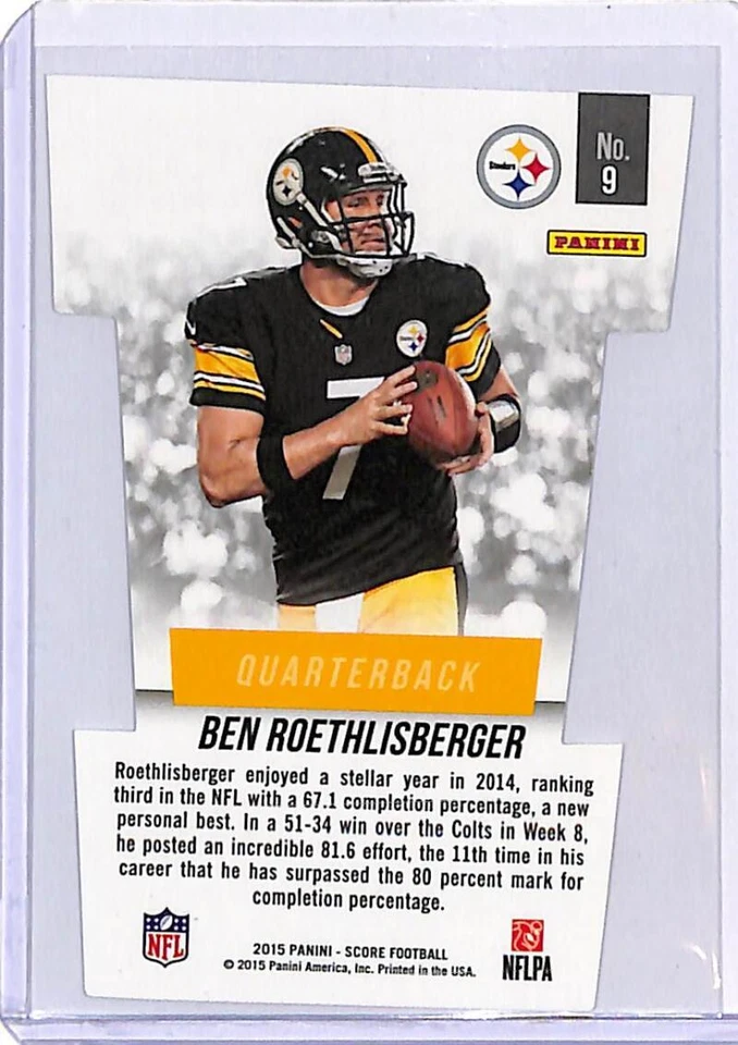 2015 Panini Score Precision Passers #9 Ben Roethlisberger Pittsburgh Steelers - Image 2 of 2