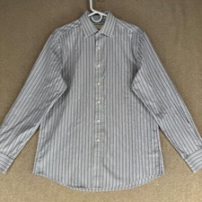 Michael Kors Men Size 16-34/35 Striped Cotton Long Sleeve Dress Shirt