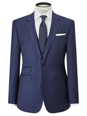 John Lewis Melange Super 100s Wool Tailored Suit Jacket, Blue Size 38L UVP 140£