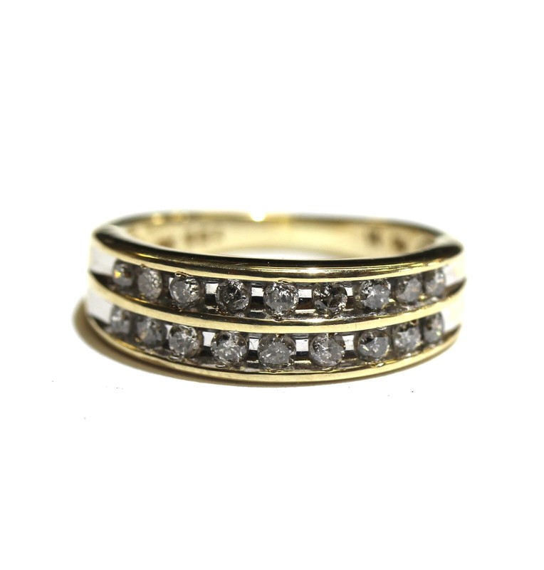 10k yellow gold .54ct I2 H diamond wedding anniversary ring band 3.7g 5.5