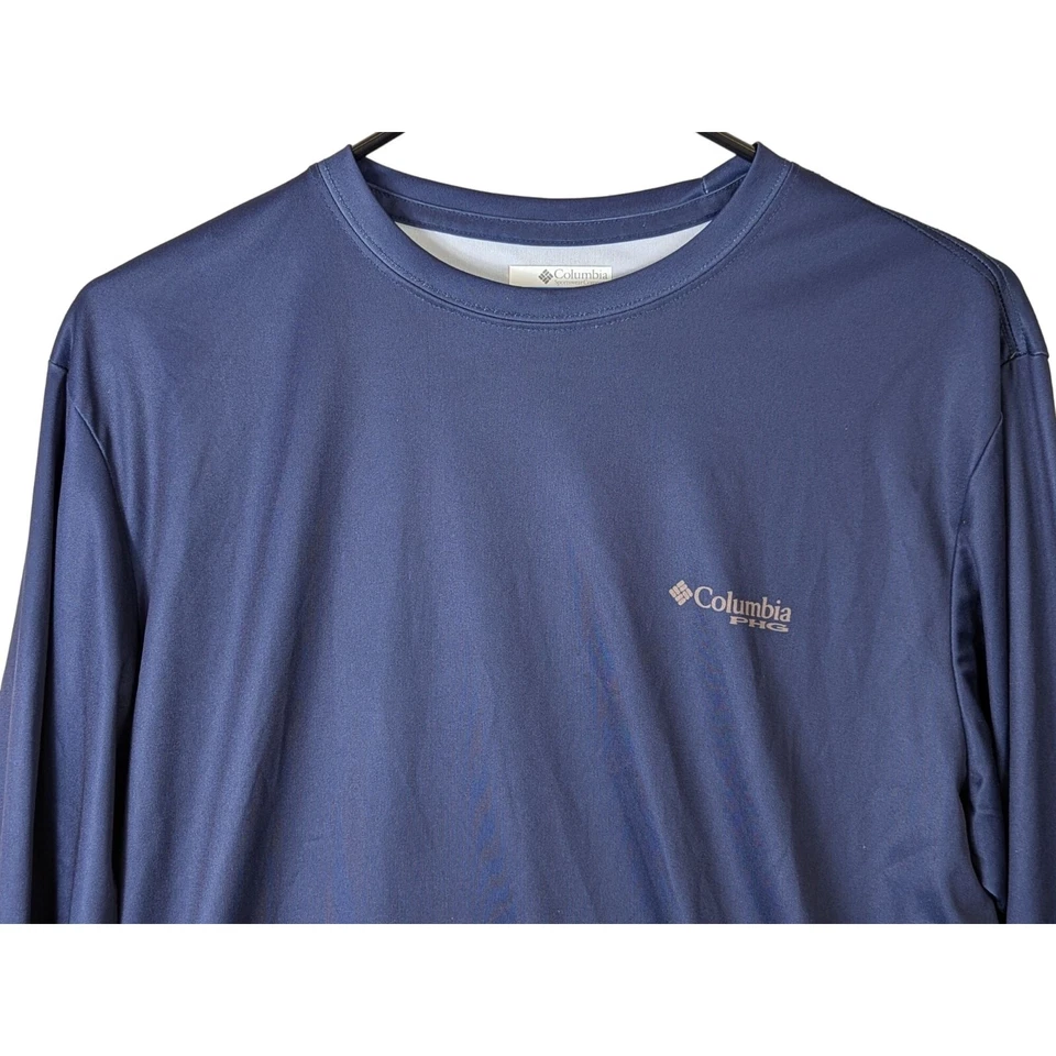 Camisa Columbia PHG Hombre Talla M Azul Juego Bandera Terminal Tiro Manga Larga UPF 50 Foto 3 de 4