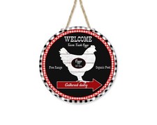 Farm Fresh Eggs Red and Black Farmhouse 12 inch Printed Handmade Wood Sign