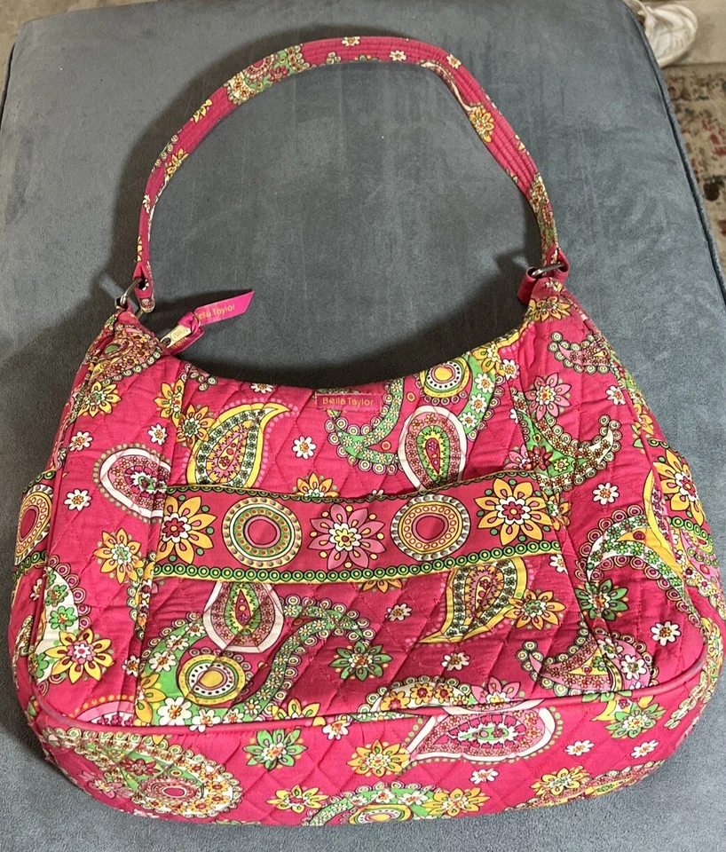 Bella Taylor Pink Paisley Quilted Cotton Large Purse Handbag Shoulder Bag - Image 2 of 4