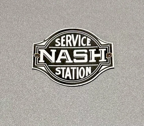 VINTAGE NASH SALES SERVICE STATION DEALERSHIP PORCELAIN SIGN CAR GAS OIL TRUCK