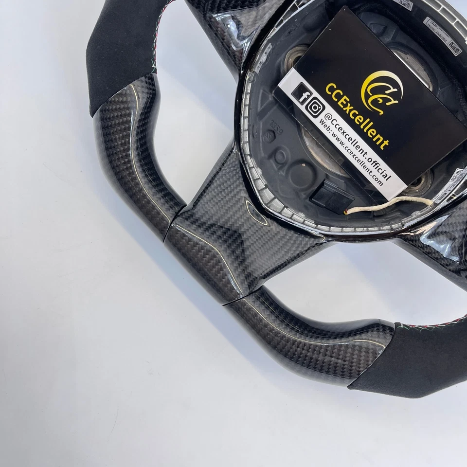 Volante de cuero de fibra de carbono personalizado para Lamborghini Aventador 2012-2022 Foto 3 de 4