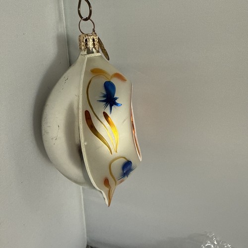 Christopher Radko Fantasia Wht Christmas Ornament Tear Drop Reflector Floral 4" - Picture 3 of 9