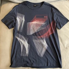 Awesome - BOSS - Hugo Boss - Navy Geometric Graphic T Shirt - Men's Size XL