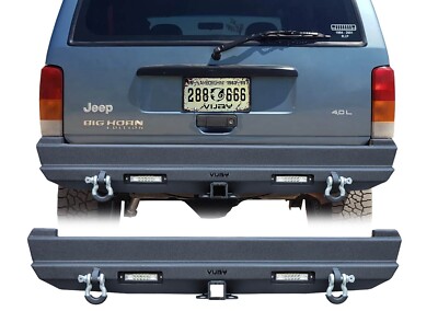Vijay Rear Bumper W/LED Lights & D-Rings For1984-2001 Cherokee XJ