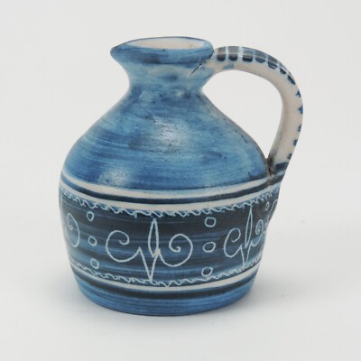 Dorchester Pottery 4.5''  Colonial Lace syrup pitcher blue & white stoneware CAH