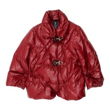 Fay Womens Deep Red Hook Fastening Puffer Jacket | Vintage Designer Padded Coat
