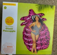 Giant Pineapple Pool Float Sun Squad Pink Nearly 6 Feet Long NEW In Box