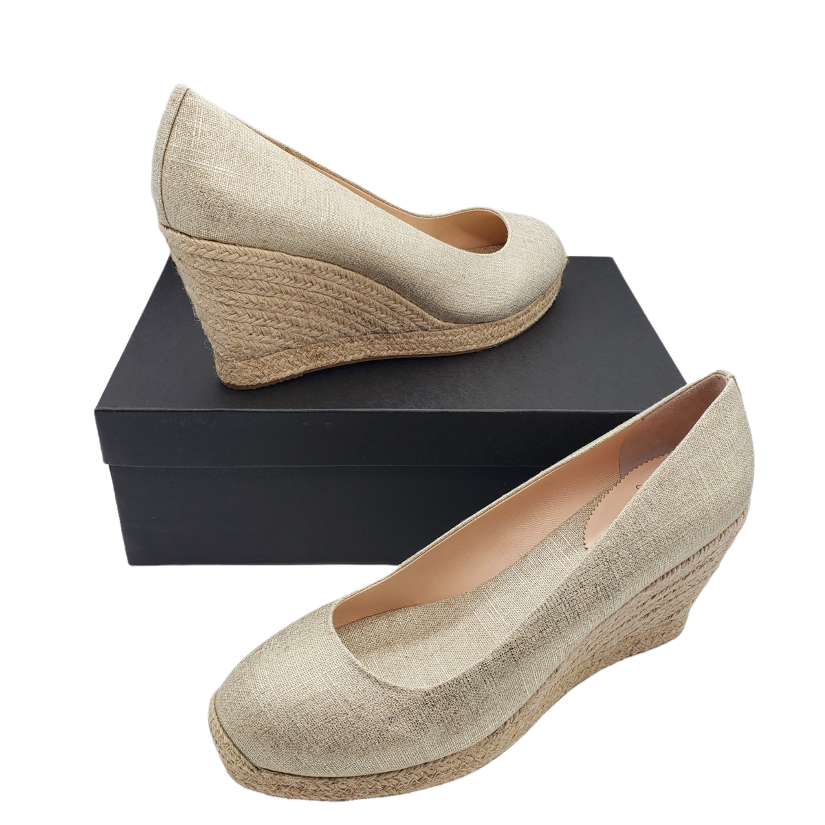 NEW J Crew Seville Espadrille Wedges heels gold Metallic Canvas womens Sz 12