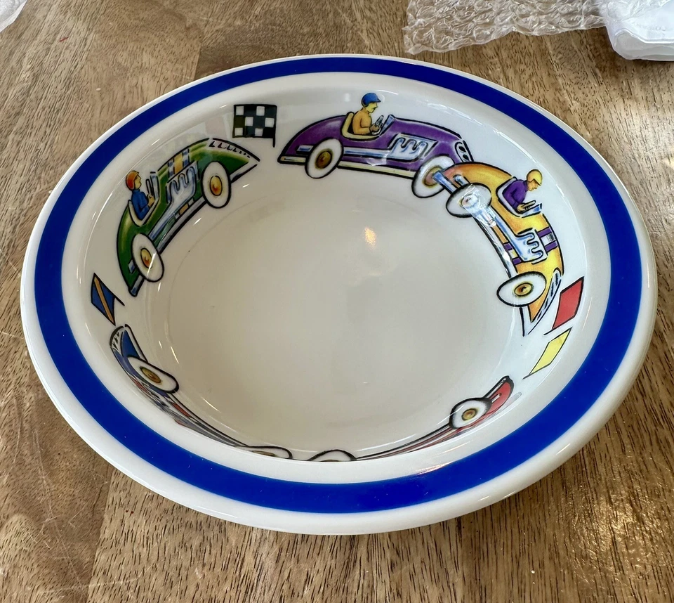 Juego de 3 platos de colección Tiffany & Co Race Cars plato cuenco y taza 2002 en caja Foto 4 de 4