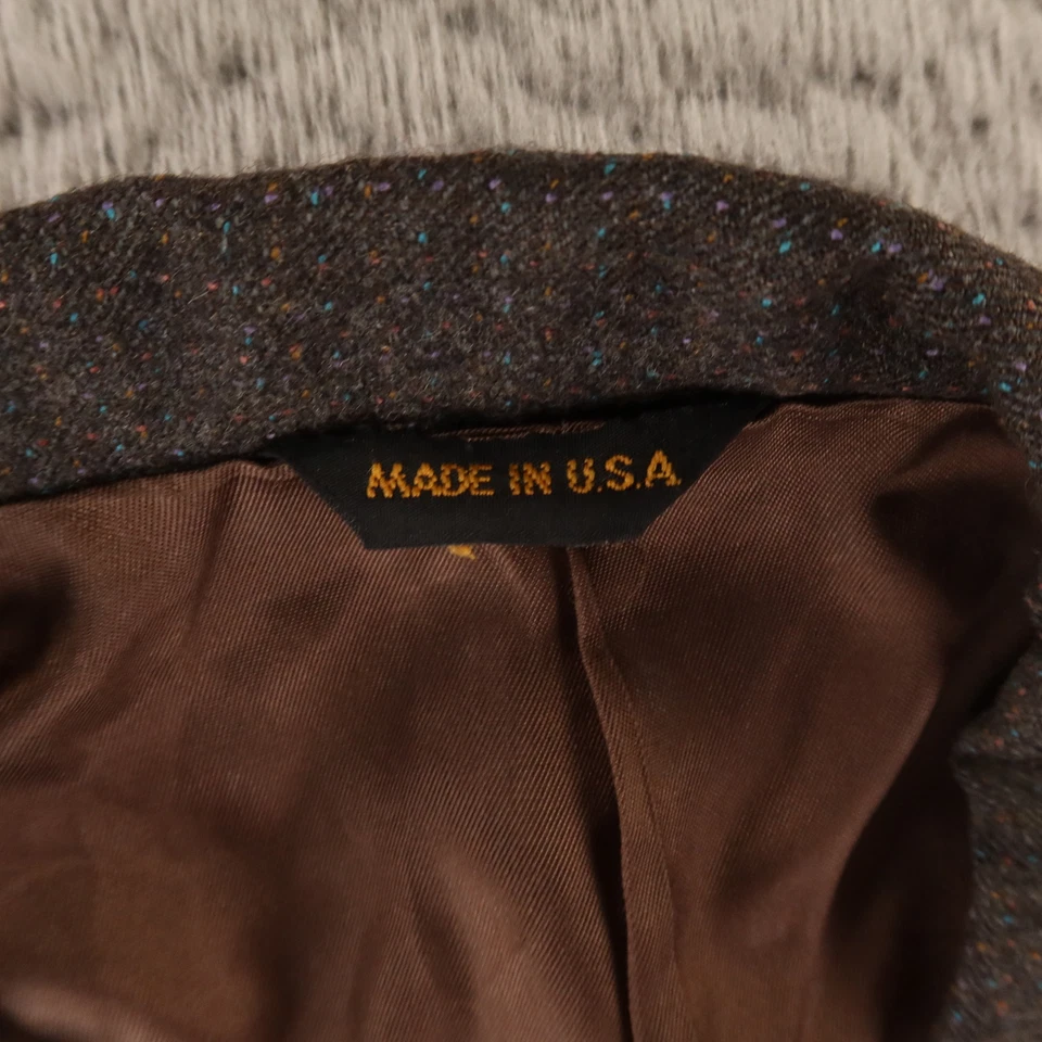 VTG Tweed Jacket M Brown Windowpane Check 100% Wool Blazer Sport Coat 42R - Image 3 of 4