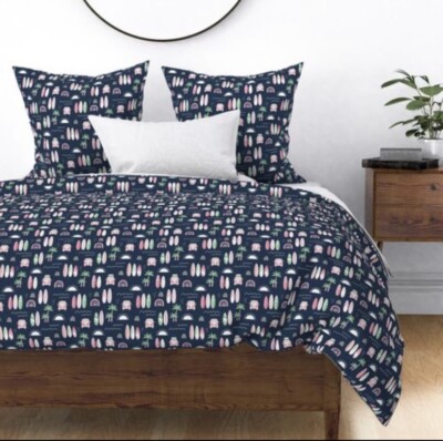 Spoonflower Twin Duvet Cover Little Campervan and Surf Boards Summer