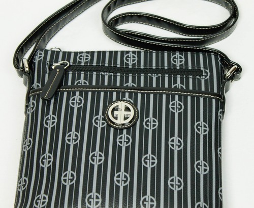 Giani Bernini Gray Black Zip Close Handbag Purse - Picture 2 of 9