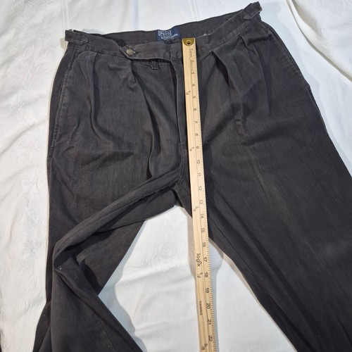 VTG POLO CINCH WAIST CHINO PANTS PLEATED FRONT DARK BROWN MADE IN USA 33/36x32 - Picture 6 of 16