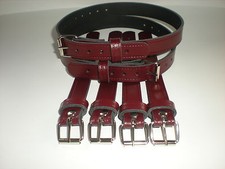 Dolls Pram Coach built vintage pram real leather  suspension straps in Burgundy