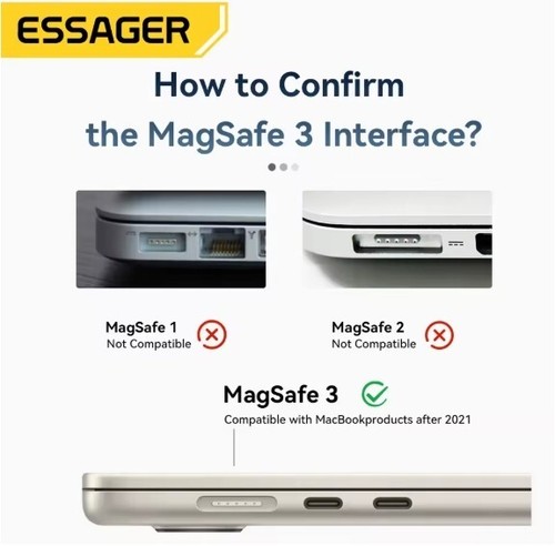 Essager Magnetic 90 Degree Elbow USB Type C Fast Charging Converter 140W: - Picture 6 of 7