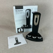 Brookstone Wine Preserver With 3 Wine Stoppers With Date Indicator Rings & Stand