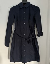 NWT Tommy Hilfiger Womens Size XS Navy Shirt Dress Roll-tab Sleeves
