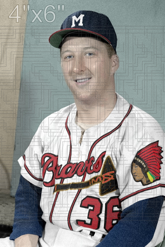 Lou Sleater - 1956 Milwaukee Braves - choose a style - colorized print - Picture 3 of 3