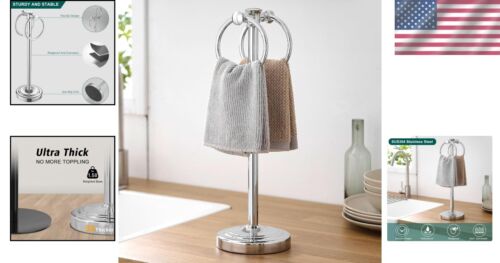 Durable 17" Polished Chrome Freestanding Towel Rack - Stylish Bathroom Solution - Picture 2 of 10