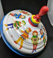Vintage LBZ Lorenz Bolz Zirndorf Tin Toy Spinning Top Jesters West Germany RARE
