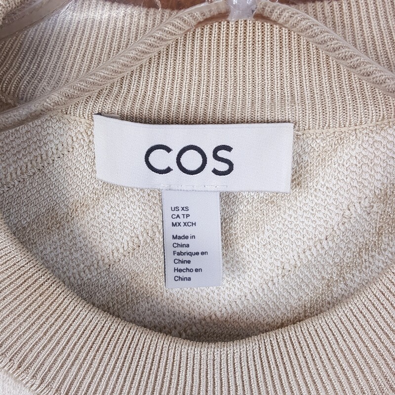 COS Sweater Womens XS Tan Pullover Stripe Zebra Jacquard