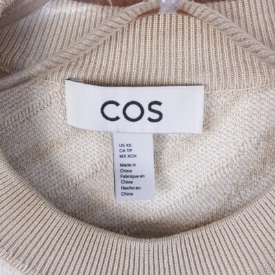COS Sweater Womens XS Tan Pullover Stripe Zebra Jacquard
