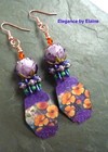 Lavender  Orange Earrings  Flowers handcrafted earrings Florals Statement Beaded — photo 5
