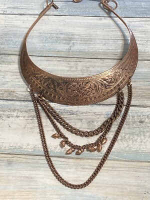 Vanessa Mooney  Necklace Choker Collar Copper Tone Dangle