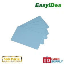 Pack of 500 Light Blue CR80 Standard Size PVC Cards | 30 mil Thickness by easyID