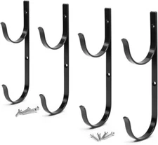 Pool Pole Hanger Premium 4pc Black Aluminium Holder Set by Aquatix Pro, Ideal