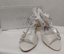 Bouquets Payton White Heel Wedding Bride Party Shoes Satin Rhinestone Size 11