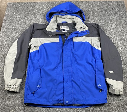 Columbia Bugaboo Core Hooded Jacket Blue Gray XLT Just Shell Coat **Flawed Rip