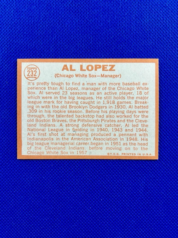 1964 Topps #232 Al Lopez Chicago White Sox High-end NM-MT HOF B64#232A1 - Image 2 of 2