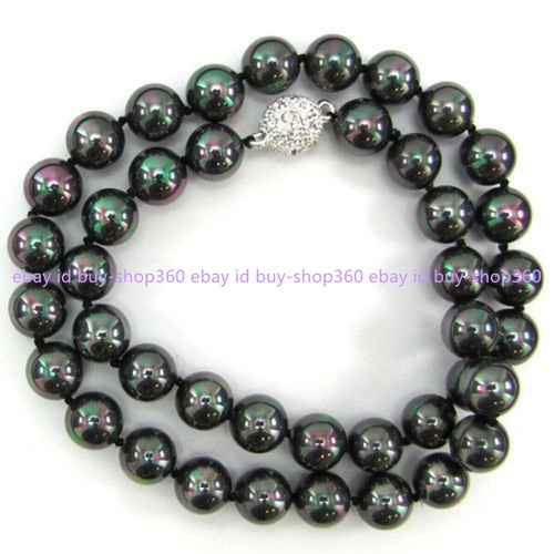 4 Color 8/10/12/14mm Sea Shell Pearl Round Beads Necklace 18-36'' (Not Pearl) - Picture 5 of 14