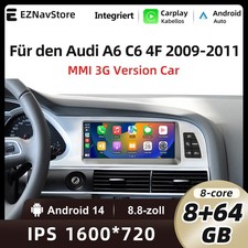 8+64G 8.8" Carplay Android 14 autoradio GPS per Audi A6 C6 4F MMI 3G 2009-2012