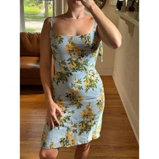 REFORMATION Citrus Lemon Tree Print Amalfi Mini Dress Size 6