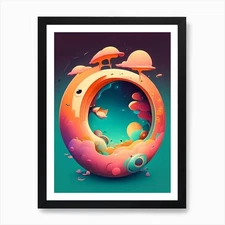 Wormhole Kawaii Kids Space Art Prin Framed Wall Art Poster Canvas Print Picture