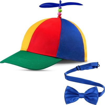 Propeller Top Hat Rainbow Nerd Silly Twirly Cap Helicopter Hat with Spinner a...