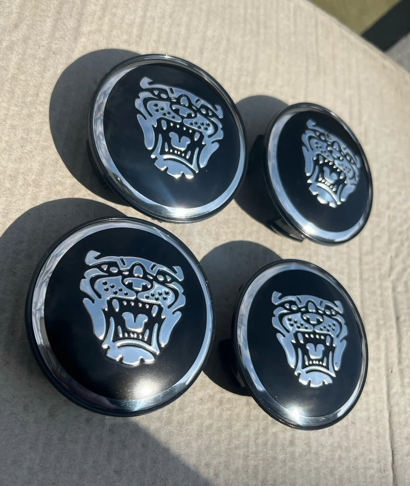 JAGUAR 4 件套黑色车轮中心盖 59 毫米 - 保证满意度 — 第 2/4 张图片