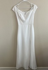 Great Condition- Windsor White Off-Shoulder Maxi Prom/ Wedding Dress Size 5/6