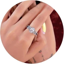 2.67 Ct Moissanite White Diamond Round/Oval Shape Wedding Ring 14K White Gold💎