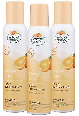 Citrus Magic Natural Odor Eliminating Air Freshener Spray, Fresh Orange, 3 Pk